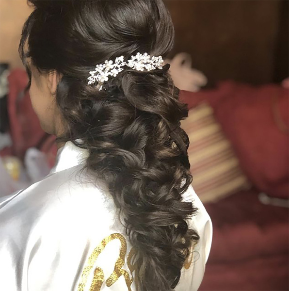 Bridal Hairstyle with diamond Barrett