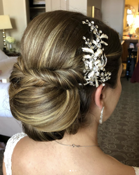 Bridal Hairstyle updo with diamond Barrett