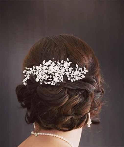 Bridal Hairstyle updo with diamond Barrett